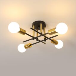 COMELY Industrial LED Ceiling Light, 4-Lights Gold Ceiling Lights, E27 Base - thumbnail 1