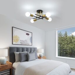 COMELY Industrial LED Ceiling Light, 4-Lights Gold Ceiling Lights, E27 Base - thumbnail 5