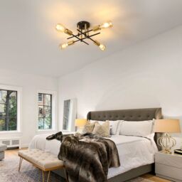 COMELY Industrial LED Ceiling Light, 4-Lights Gold Ceiling Lights, E27 Base - thumbnail 4