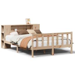 Berkfield Home Bookcase Bed without Mattress 135x190 cm Double Solid Wood Pine in Brown - thumbnail 2