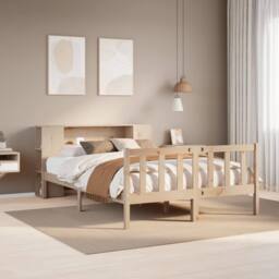 Berkfield Home Bookcase Bed without Mattress 135x190 cm Double Solid Wood Pine in Brown - thumbnail 1