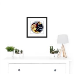 Artery8 Space NASA Apollo 17 Mission Emblem Badge Patch 8X8 Inch Square Wooden Framed Wall Art Print Picture with Mount in Black - thumbnail 2