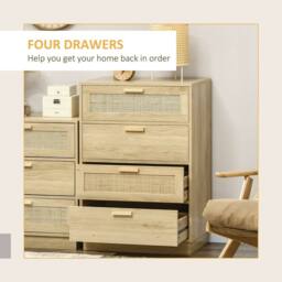 Wyld Haus Reredito 4 Drawer Chest with Rattan Panelled Fronts in Natural - thumbnail 5