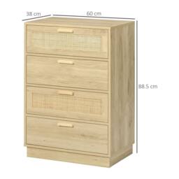 Wyld Haus Reredito 4 Drawer Chest with Rattan Panelled Fronts in Natural - thumbnail 4