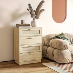 Wyld Haus Reredito 4 Drawer Chest with Rattan Panelled Fronts in Natural - thumbnail 3