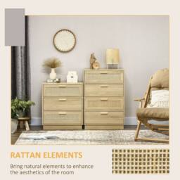 Wyld Haus Reredito 4 Drawer Chest with Rattan Panelled Fronts in Natural - thumbnail 6