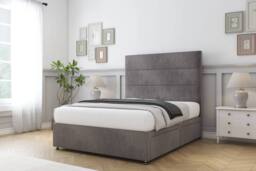 "Sloomy Texas Naples Divan Bed Base No Drawers - 26"" Headboard in Grey - Size: Small Single" - thumbnail 3