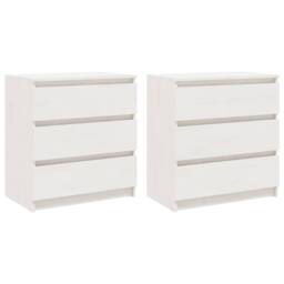 Berkfield Home Durable Bedside Cabinets 2 pcs White 60x36x64 cm Solid Pinewood - Size: 60 x 36 x 64 cm - thumbnail 3