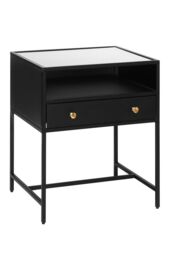 MH London Metal & Glass Bedside Table for Modern Bedroom in Black - thumbnail 2