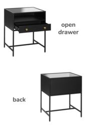 MH London Metal & Glass Bedside Table for Modern Bedroom in Black - thumbnail 7