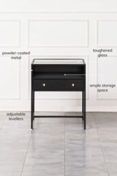 MH London Metal & Glass Bedside Table for Modern Bedroom in Black - thumbnail 4