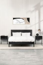 MH London Metal & Glass Bedside Table for Modern Bedroom in Black - thumbnail 5