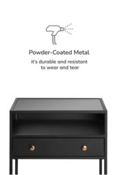 MH London Metal & Glass Bedside Table for Modern Bedroom in Black - thumbnail 6