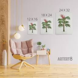 "Artery8 Kentiopsis Macrocarpa Palm Tree Kerchove Canvas Wall Art Print in White - Size: W12"" x H16""" - thumbnail 4