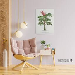 "Artery8 Kentiopsis Macrocarpa Palm Tree Kerchove Canvas Wall Art Print in White - Size: W12"" x H16""" - thumbnail 3