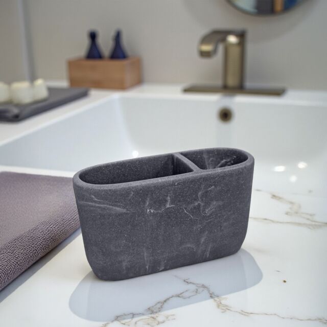 Showerdrape Octavia Grey Marble & Chrome Toothbrush Holder - image 1