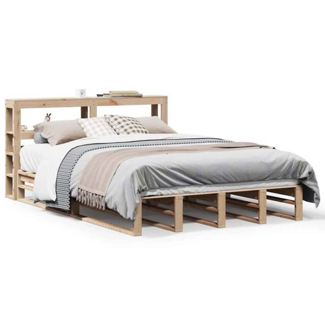 Berkfield Home Bed Frame without Mattress 140x190 cm Solid Wood Pine in Natural - image 1