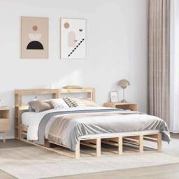 Berkfield Home Bed Frame without Mattress 140x190 cm Solid Wood Pine in Natural - thumbnail 2