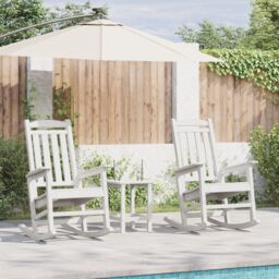 Berkfield Home Garden Rocking Chairs 2 pcs White 70x92x107.5 cm HDPE - thumbnail 1