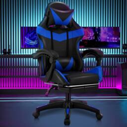 VOGREX Black & Blue Ergonomic PC Gaming Chair Lumbar Support Home Seat - thumbnail 3