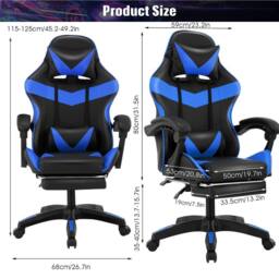 VOGREX Black & Blue Ergonomic PC Gaming Chair Lumbar Support Home Seat - thumbnail 2