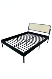 SlumberWorx Cheshunt Black Metal Rattan Headboard Bed Frame - Size: King - thumbnail 6