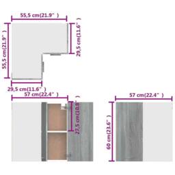 Berkfield Home Hanging Corner Cabinet Grey Sonoma 57x57x60 cm Engineered Wood - Size: 57 x 57 x 60 cm - thumbnail 9