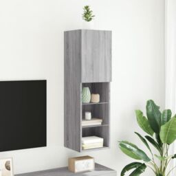 Berkfield Home TV Cabinet with LED Lights Grey Sonoma 30.5x30x102 cm - thumbnail 4