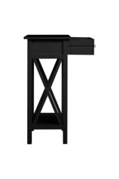 2-Tier Wooden Nightstand with Drawer & Shelf for Bed & Sofa Side in Black - thumbnail 8