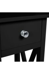 2-Tier Wooden Nightstand with Drawer & Shelf for Bed & Sofa Side in Black - thumbnail 9