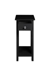 2-Tier Wooden Nightstand with Drawer & Shelf for Bed & Sofa Side in Black - thumbnail 7