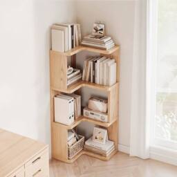 Kelvenix Corner Shelf Bookcase Storage Shelving Unit in Natural - Size: 0.6m2 - thumbnail 5
