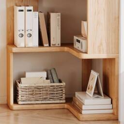 Kelvenix Corner Shelf Bookcase Storage Shelving Unit in Natural - Size: 0.6m2 - thumbnail 4