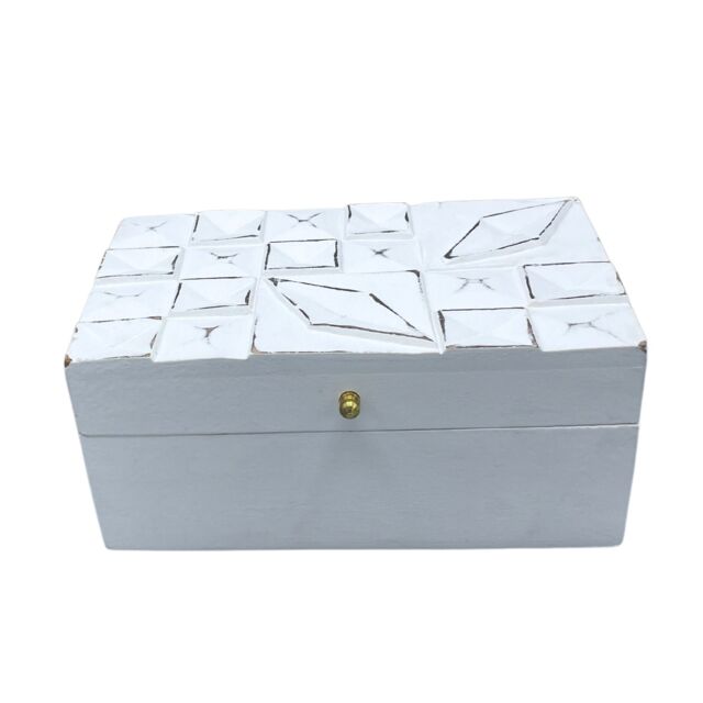KDMD Vintage Deco - Multi Purpose Box - 22x12x10cm - White Diamonds - Size: 22 x 12 x 10 cm - image 1