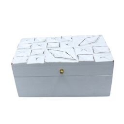 KDMD Vintage Deco - Multi Purpose Box - 22x12x10cm - White Diamonds - Size: 22 x 12 x 10 cm - thumbnail 1