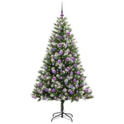 Berkfield Home Artificial Hinged Christmas Tree with Flocked Snow 180 cm in Green - thumbnail 3