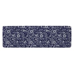 Benjamin Tate Design White Flowers On Navy Runner Rug in Natural - Size: 67 cm x 230 cm - thumbnail 1