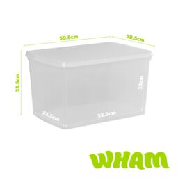 Wham Clip 3x 62L Rectangular Plastic Storage Boxes with Clip Lock Lids in Clear - thumbnail 5