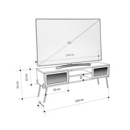 FWStyle Oak Effect TV Unit/Stand Push To Open Wide Design in Brown - thumbnail 5