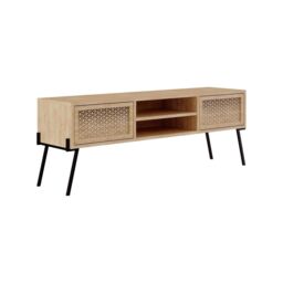FWStyle Oak Effect TV Unit/Stand Push To Open Wide Design in Brown - thumbnail 3
