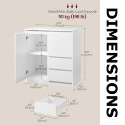 Pirlo Plush Modern Sideboard Buffet Cabinet Storage Furniture in White - thumbnail 9