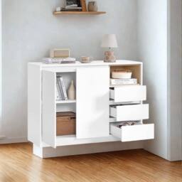 Pirlo Plush Modern Sideboard Buffet Cabinet Storage Furniture in White - thumbnail 6