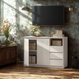 Pirlo Plush Modern Sideboard Buffet Cabinet Storage Furniture in White - thumbnail 2
