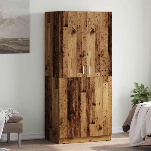 Berkfield Home Wardrobe Old Wood 90x52x200 cm Engineered Wood in Brown - Size: 90 x 52 x 200 cm - image 1