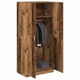Berkfield Home Wardrobe Old Wood 90x52x200 cm Engineered Wood in Brown - Size: 90 x 52 x 200 cm - thumbnail 3