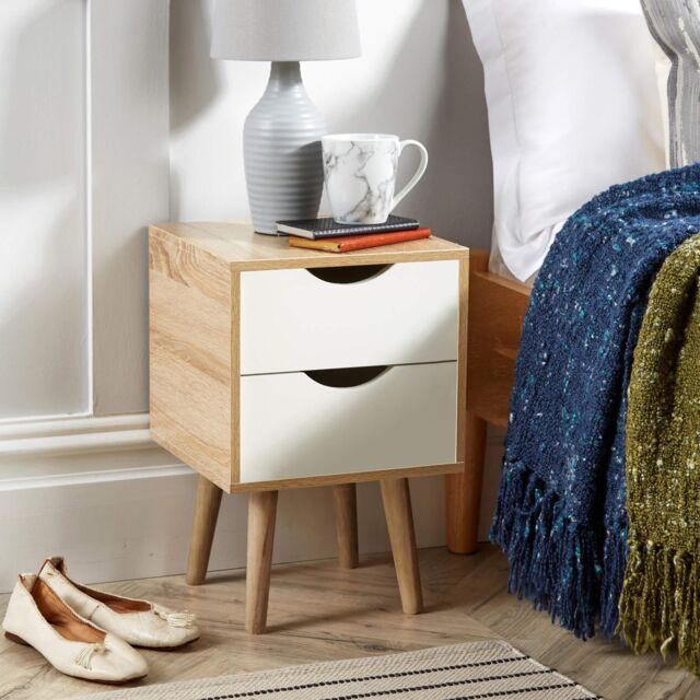Home Source Boden 1 Drawer Bedside Table Storage Unit in Light Oak - image 1