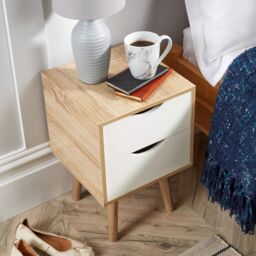 Home Source Boden 1 Drawer Bedside Table Storage Unit in Light Oak - thumbnail 3