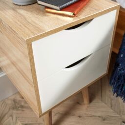 Home Source Boden 1 Drawer Bedside Table Storage Unit in Light Oak - thumbnail 4