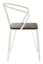 Orsina Sturdy Metal & Elm Wood Arm Chair, Accent Dining Arm Chair, Wooden Chair for Home, Office, Lounge in White - thumbnail 3