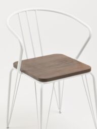 Orsina Sturdy Metal & Elm Wood Arm Chair, Accent Dining Arm Chair, Wooden Chair for Home, Office, Lounge in White - thumbnail 6